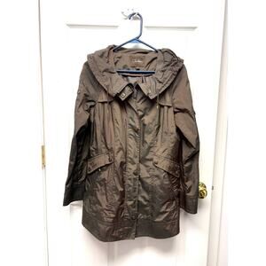 Cole Haan Brown Packable Hooded Rain Jacket Women’s Size S Water-Resistant